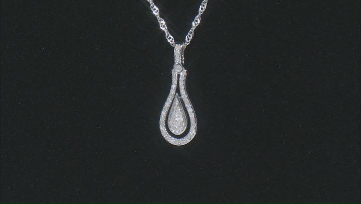 White Diamond Rhodium Over Sterling Silver Dancing Teardrop Pendant With 18" Singapore Chain 0.30ctw Video Thumbnail