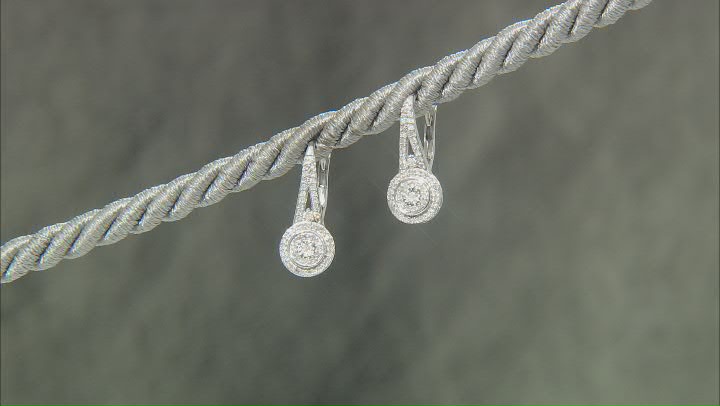 White Diamond Rhodium Over Sterling Silver Drop Earrings 0.35ctw Video Thumbnail