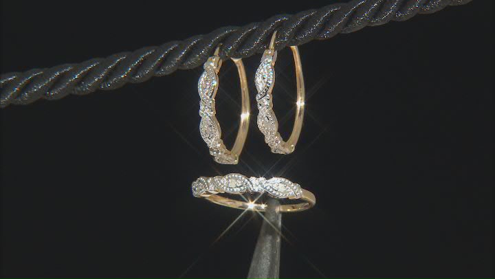 White Diamond Accent 14k Yellow Gold Over Sterling Silver Ring And Earring Jewelry Set Video Thumbnail