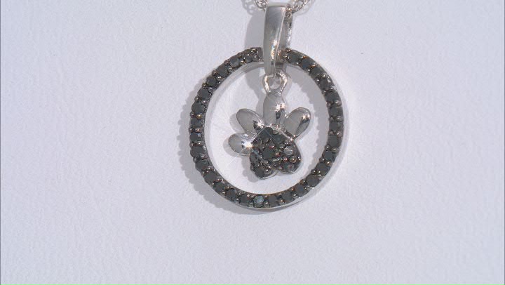 Black Diamond Rhodium Over Sterling Silver Paw Pendant With 18" Rope Chain 0.30ctw Video Thumbnail