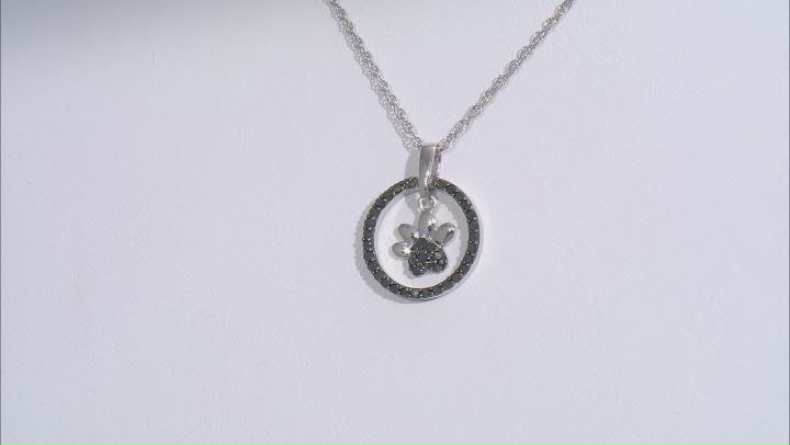 Black Diamond Rhodium Over Sterling Silver Paw Pendant With 18" Rope Chain 0.30ctw Video Thumbnail