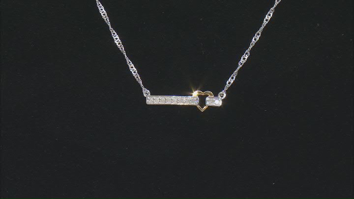 White Diamond Rhodium And 18k Yellow Gold Over Sterling Silver Heart Necklace 0.10ctw Video Thumbnail