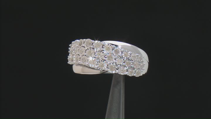 White Diamond Rhodium Over Sterling Silver Cluster Ring 0.50ctw Video Thumbnail