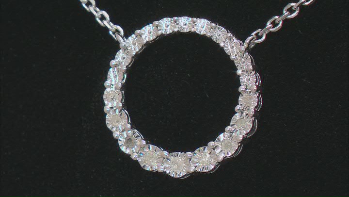 White Diamond Accent Rhodium Over Sterling Silver Circle Necklace Video Thumbnail