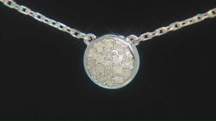 White Diamond Rhodium Over Sterling Silver Cluster Necklace 0.25ctw Video Thumbnail