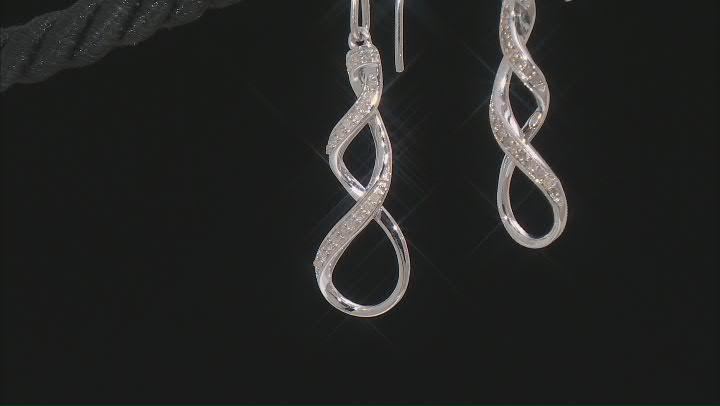 White Diamond Rhodium Over Sterling Silver Dangle Earrings 0.15ctw Video Thumbnail