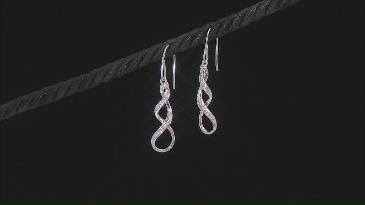 White Diamond Rhodium Over Sterling Silver Dangle Earrings 0.15ctw Video Thumbnail