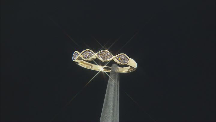 Champagne Diamond 14k Yellow Gold Over Sterling Silver Band Ring 0.20ctw Video Thumbnail