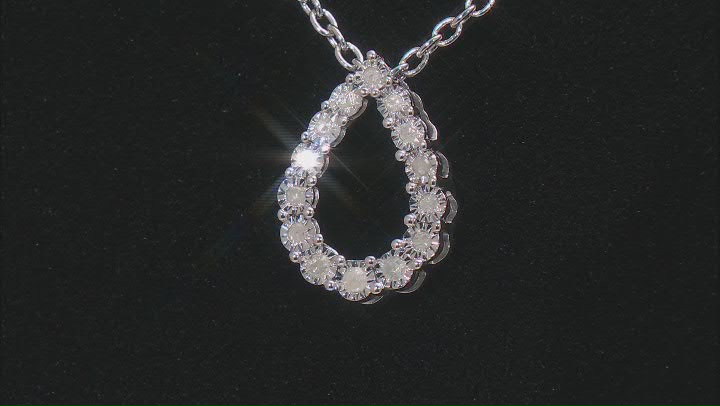 White Diamond Rhodium Over Sterling Silver Teardrop Pendant With 18" Cable Chain 0.10ctw Video Thumbnail