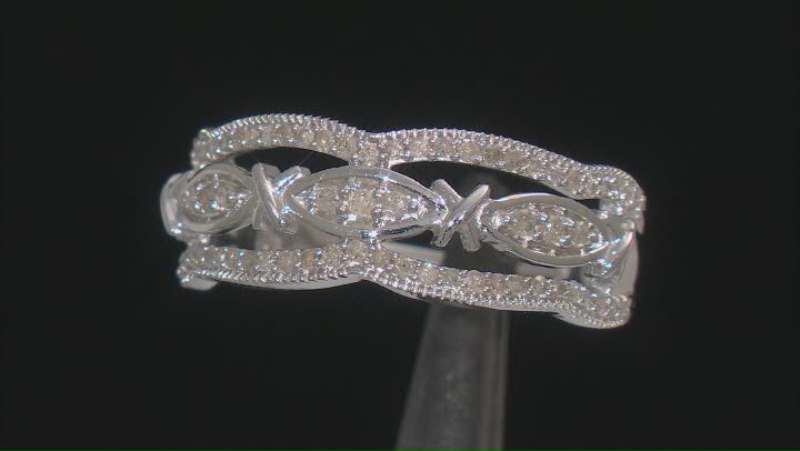 White Diamond Rhodium Over Sterling Silver Band Ring 0.33ctw Video Thumbnail