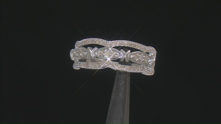 White Diamond Rhodium Over Sterling Silver Band Ring 0.33ctw Video Thumbnail