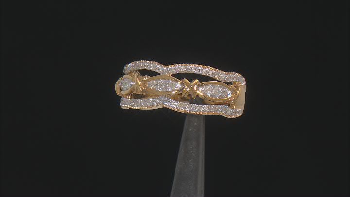 White Diamond 14k Yellow Gold Over Sterling Silver Band Ring 0.33ctw Video Thumbnail