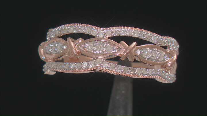 White Diamond 14k Rose Gold Over Sterling Silver Band Ring 0.33ctw Video Thumbnail