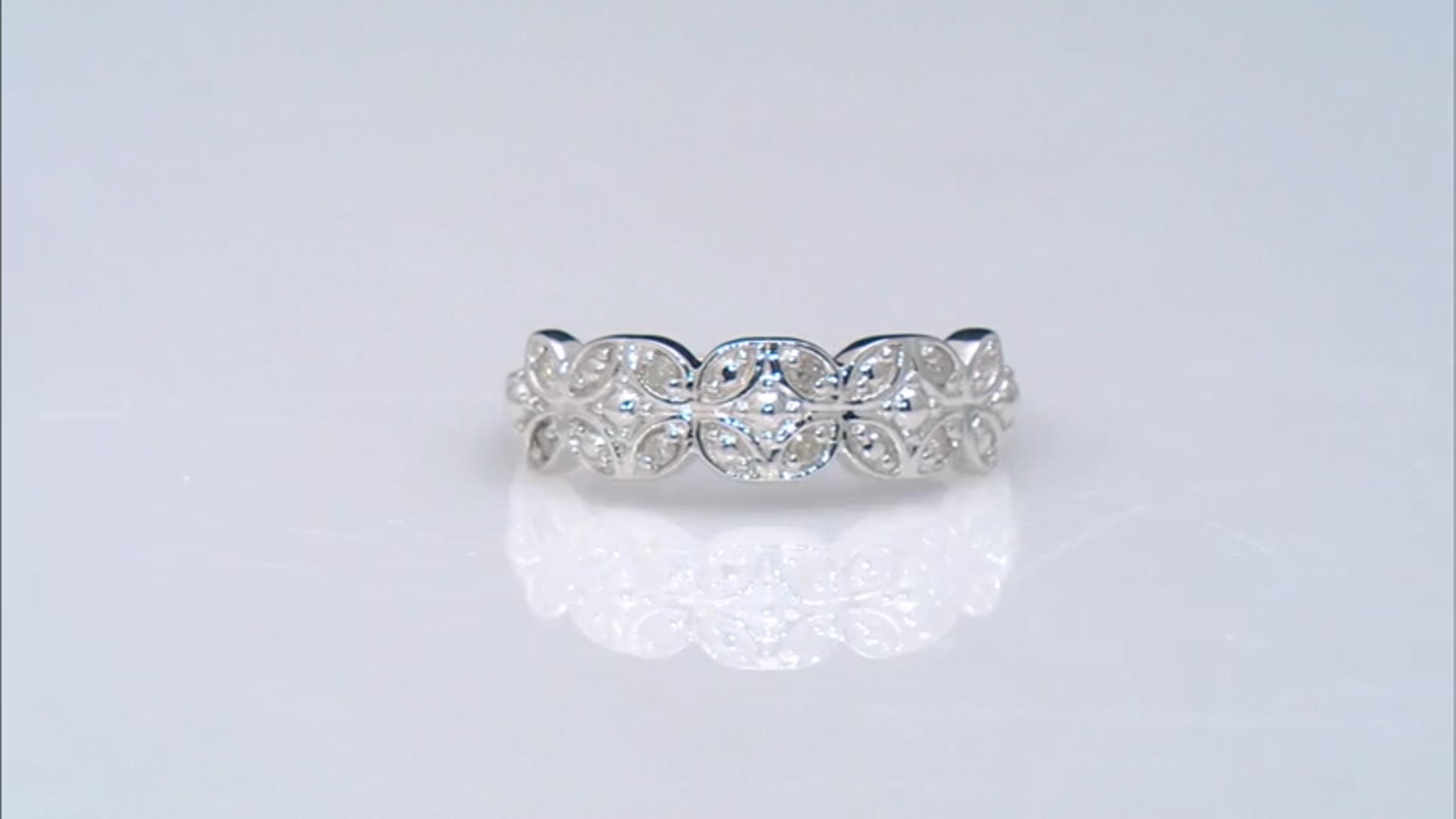 White Diamond Accent Rhodium Over Sterling Silver Band Ring Video Thumbnail