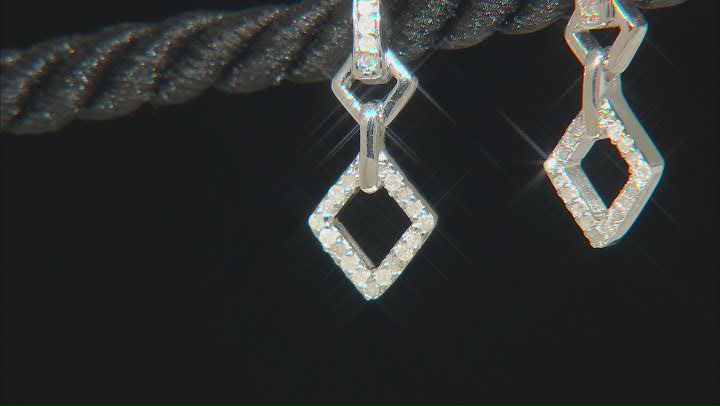 White Diamond Rhodium Over Sterling Silver Dangle Earrings 0.20ctw Video Thumbnail