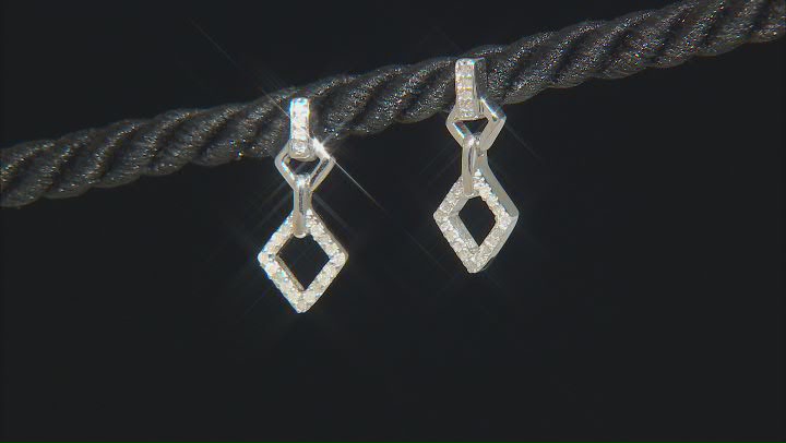 White Diamond Rhodium Over Sterling Silver Dangle Earrings 0.20ctw Video Thumbnail