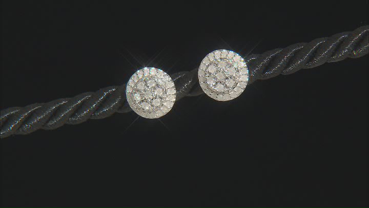 White Diamond Rhodium Over Sterling Silver Cluster Stud Earrings 0.50ctw Video Thumbnail