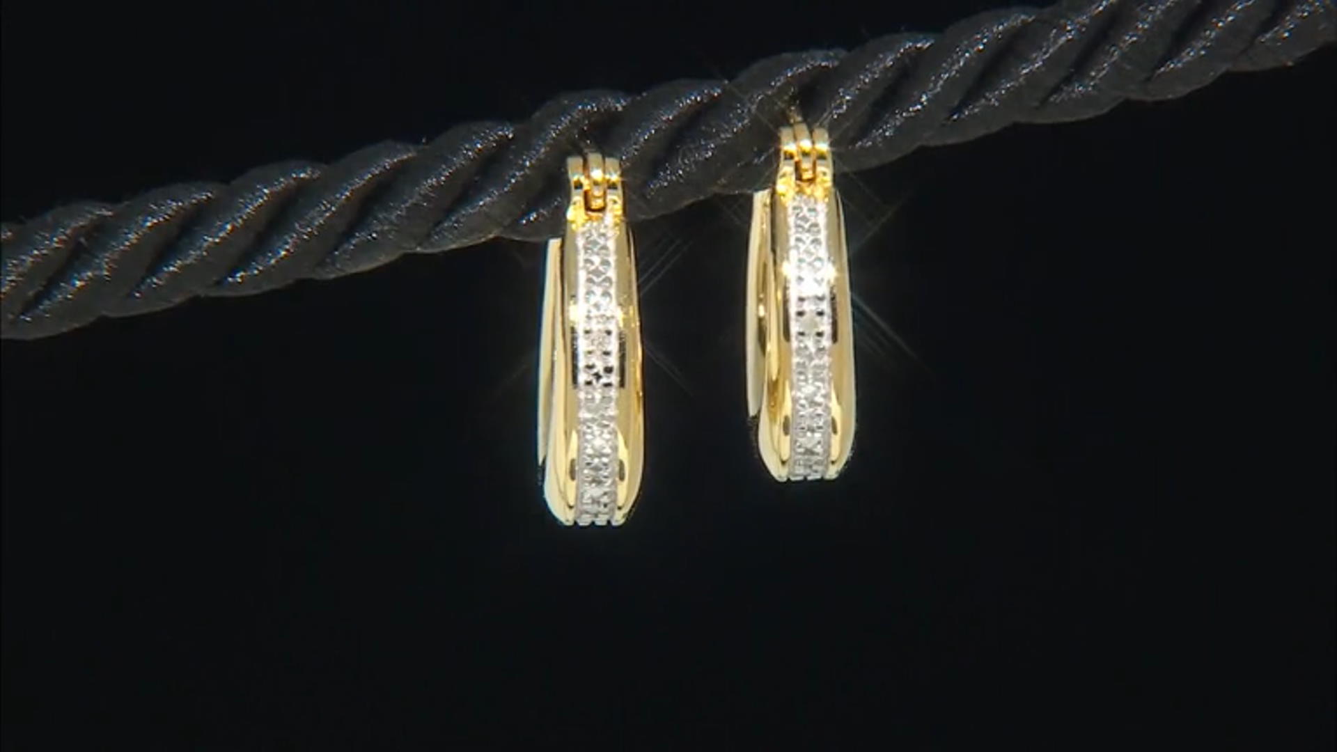 White Diamond Accent 18k Yellow Gold Over Sterling Silver Hoop Earrings Video Thumbnail