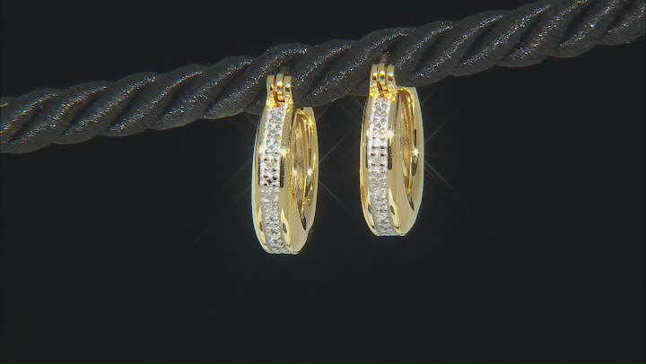 White Diamond Accent 18k Yellow Gold Over Sterling Silver Hoop Earrings Video Thumbnail