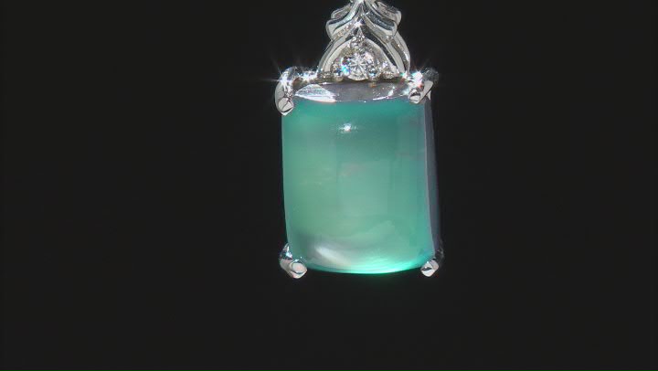 Aurora Moonstone Rhodium Over Sterling Silver Pendant With Chain 0.02ctw Video Thumbnail