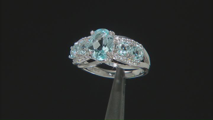 Sky Blue Glacier Topaz Rhodium Over Sterling Silver Ring 3.18ctw Video Thumbnail