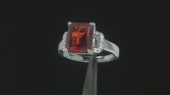Red Labradorite Rhodium Over Sterling Silver Ring 4.03ctw Video Thumbnail