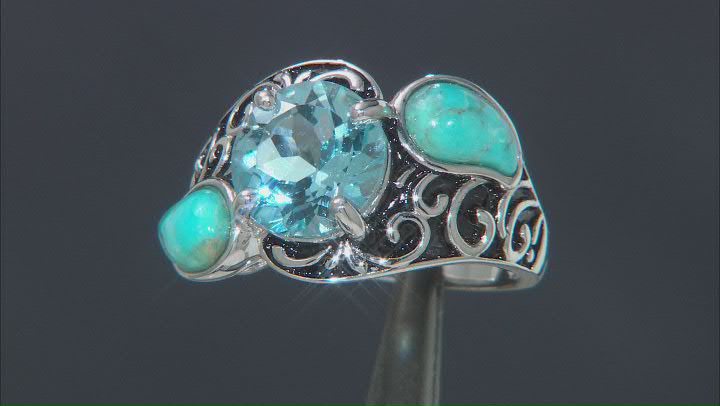 Sky Blue Glacier Topaz Rhodium Over Sterling Silver Ring 3.83ct Video Thumbnail