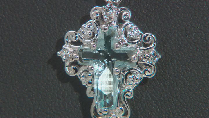 Sky Blue Topaz Rhodium Over Silver Cross Pendant With Chain 3.71ctw Video Thumbnail