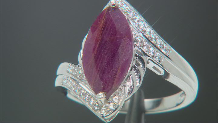 Red Ruby Rhodium Over Sterling Silver Ring 4.51ctw Video Thumbnail