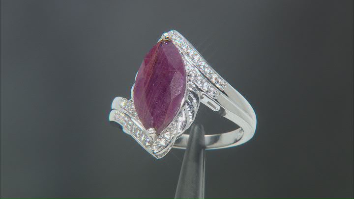 Red Ruby Rhodium Over Sterling Silver Ring 4.51ctw Video Thumbnail