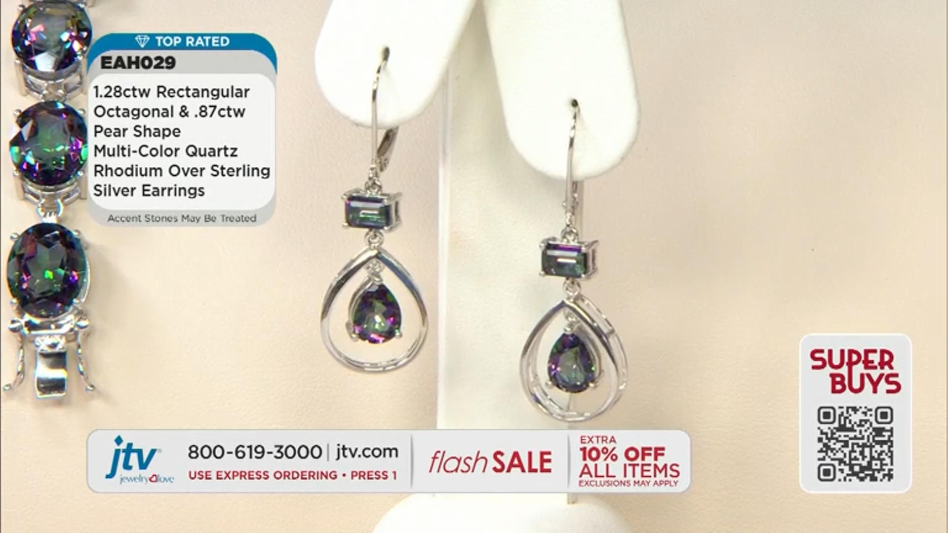 Multi-Color Quartz Rhodium Over Sterling Silver Earrings 2.15ctw Video Thumbnail