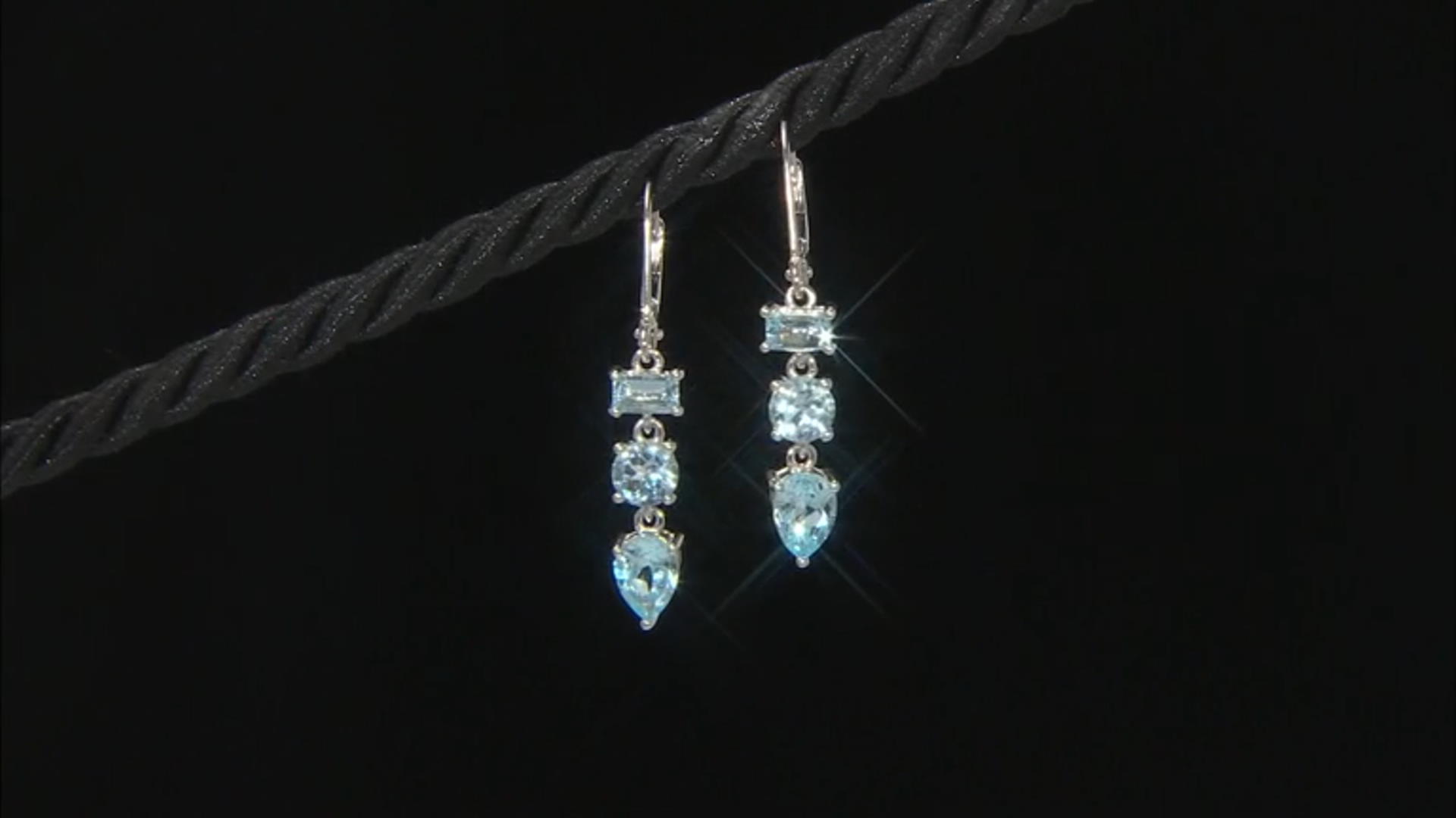 Sky Blue Topaz Rhodium Over Sterling Silver Dangle Earrings 3.14ctw Video Thumbnail