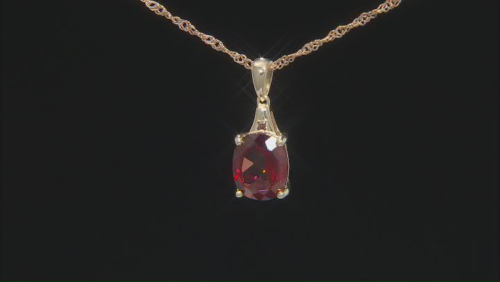 Red Labradorite 18k Yellow Gold Over Sterling Silver Pendant with Chain 3.03ctw Video Thumbnail