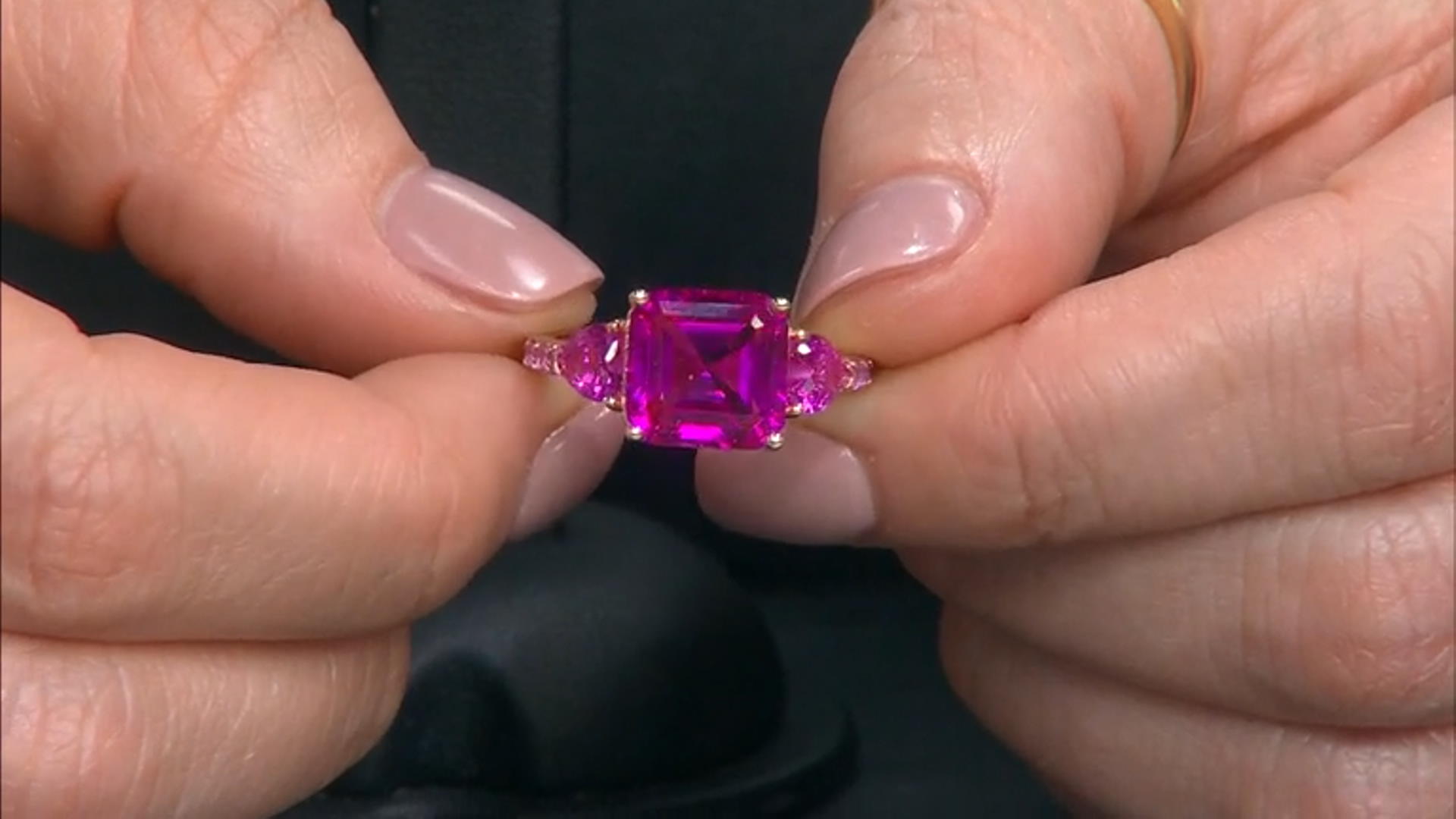Pink Lab Created Sapphire 18k Rose Gold Over Sterling Silver Rose Gold Ring 6.16ctw Video Thumbnail