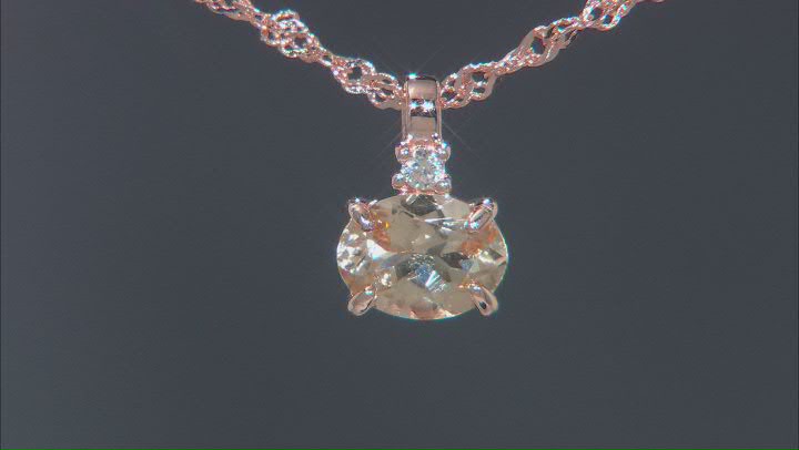 Peach Morganite 18k Rose Gold Over Sterling Silver Pendant With Chain 0.99ctw Video Thumbnail