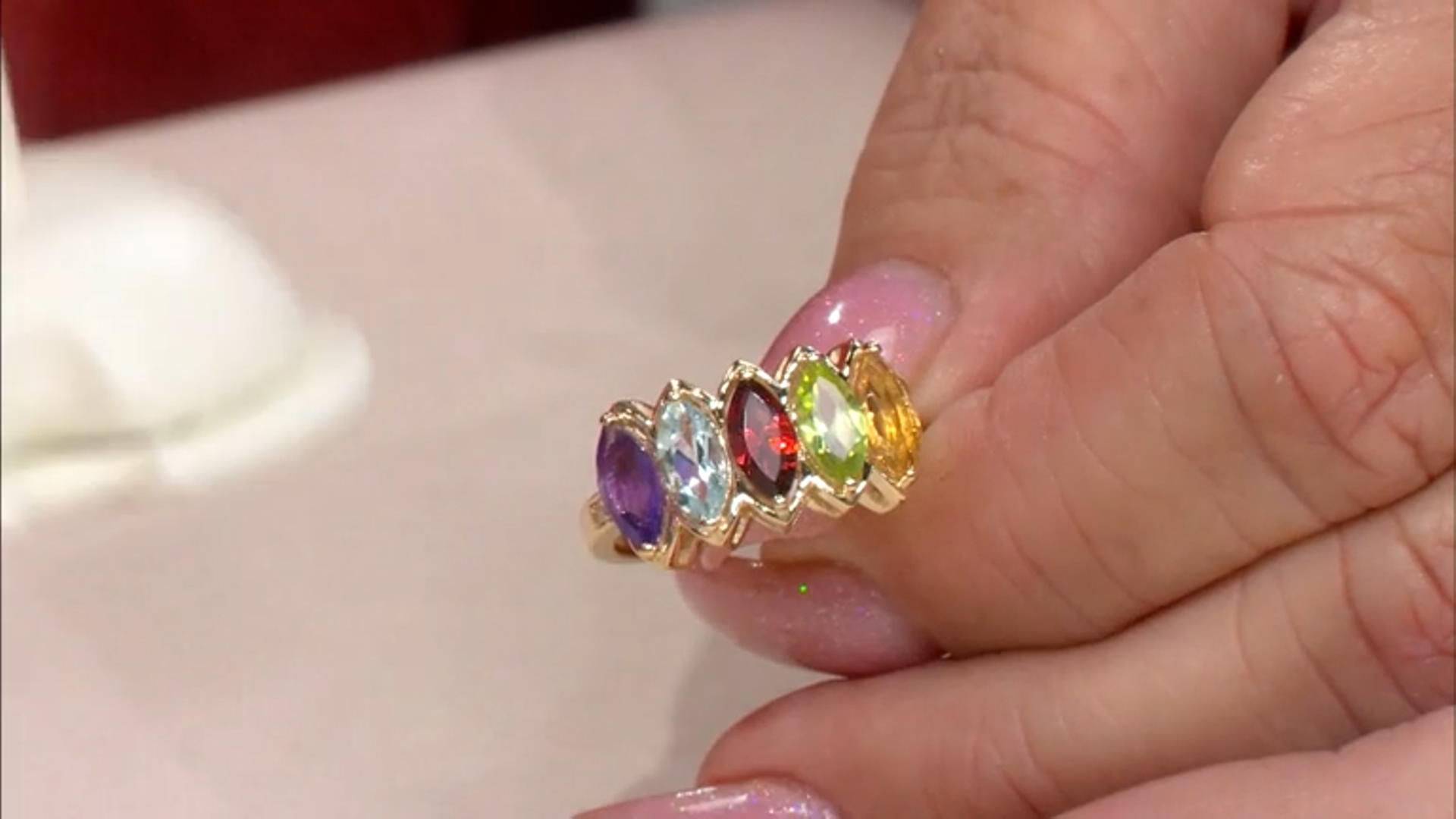 Multi Color Multi Gemstone 18k Yellow Gold Over Sterling Silver Ring 2.72ctw Video Thumbnail