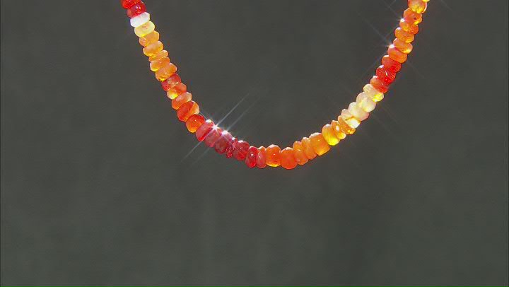 Orange Mexican Fire Opal 18k Yellow Gold Over Sterling Silver Beaded Necklace Video Thumbnail