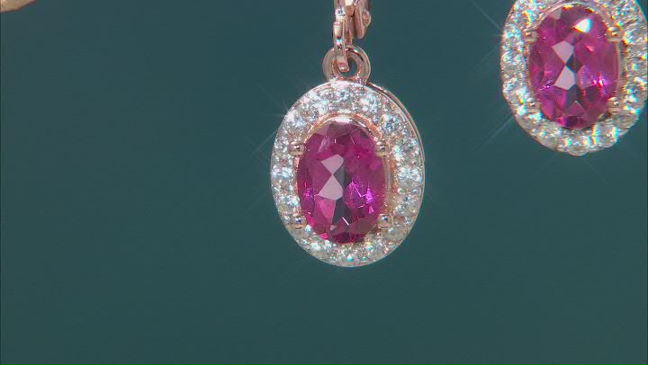 Pink Topaz 18k Rose Gold Over Sterling Silver Dangle Earrings 2.22ctw Video Thumbnail