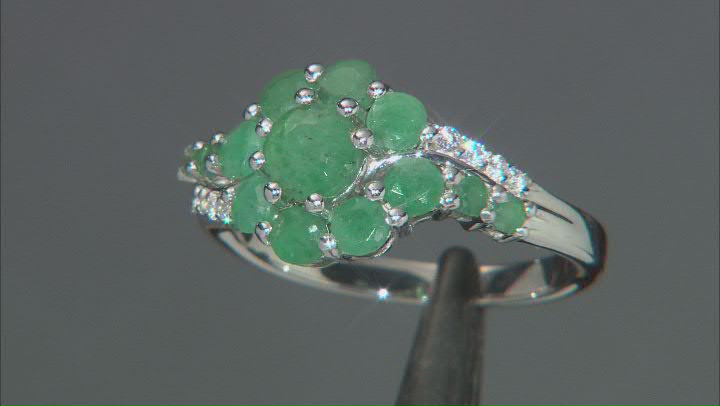 Sakota Emerald Rhodium Over Sterling Silver Ring 1.35ctw Video Thumbnail