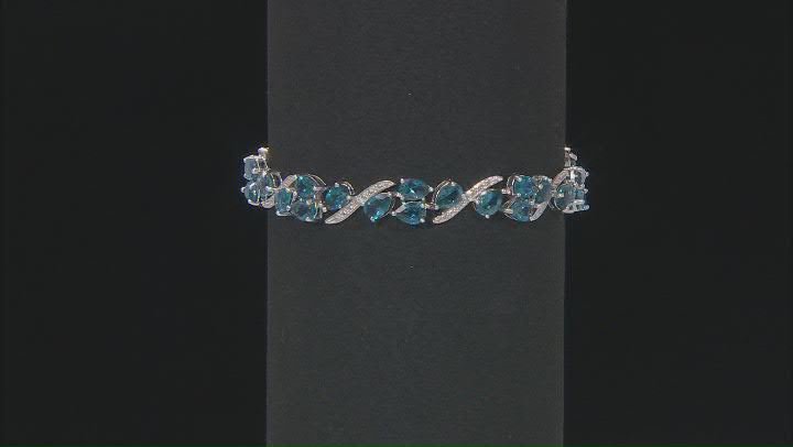London Blue Topaz Rhodium Over Sterling Silver Tennis Bracelet 15.48ctw Video Thumbnail