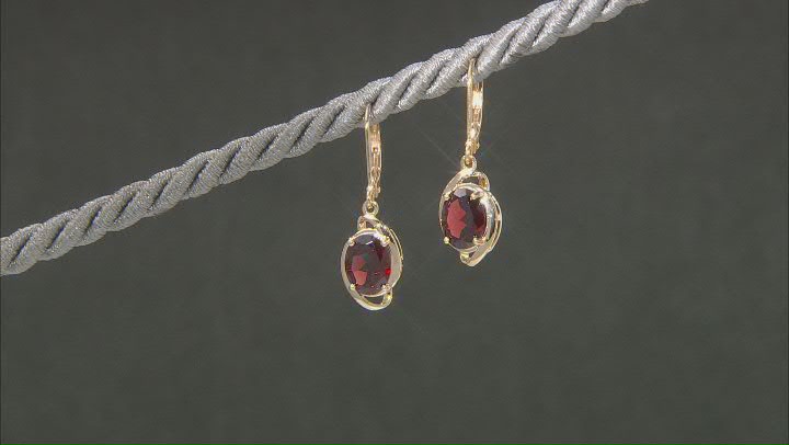 Red Garnet 18k Yellow Gold Over Sterling Silver Dangle Earrings 2.13ctw Video Thumbnail