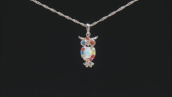 Ethiopian Opal Rhodium Over Sterling Silver Pendant With Chain 1.00ctw