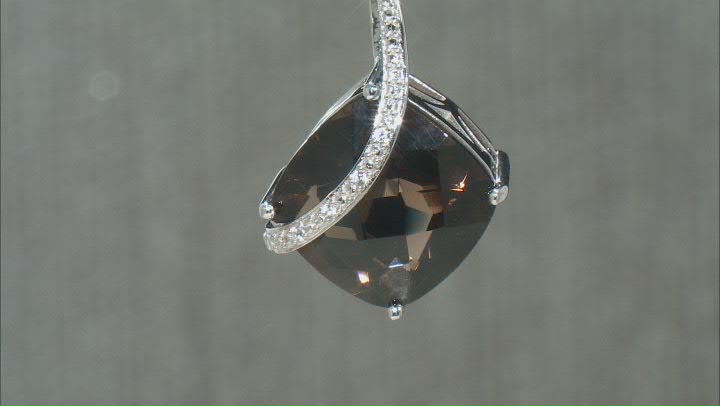 Brown Smoky Quartz Rhodium Over Sterling Silver Pendant With Chain 7.24ctw Video Thumbnail