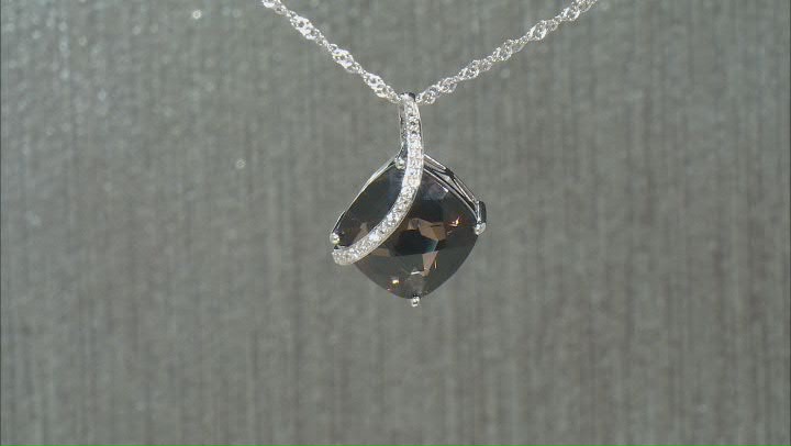 Brown Smoky Quartz Rhodium Over Sterling Silver Pendant With Chain 7.24ctw Video Thumbnail