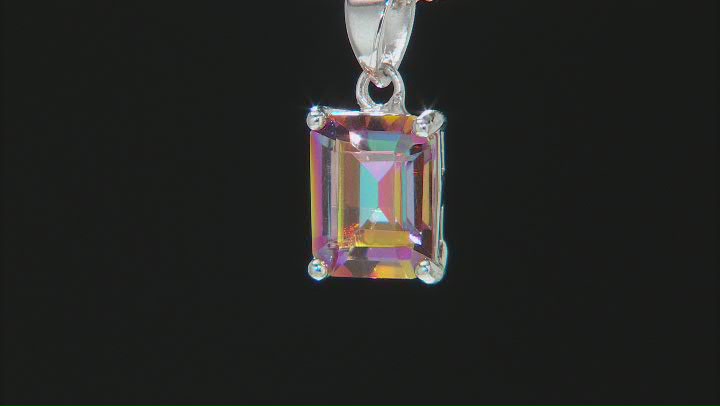 Orange Northern Lights™ Quartz Rhodium Over Sterling Silver Pendant With Chain 2.59ct Video Thumbnail