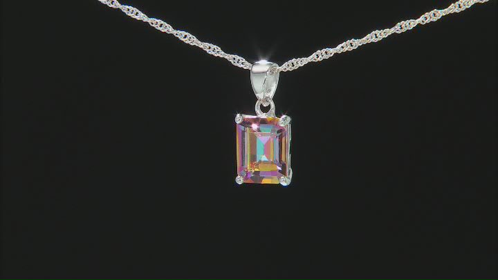 Orange Northern Lights™ Quartz Rhodium Over Sterling Silver Pendant With Chain 2.59ct Video Thumbnail