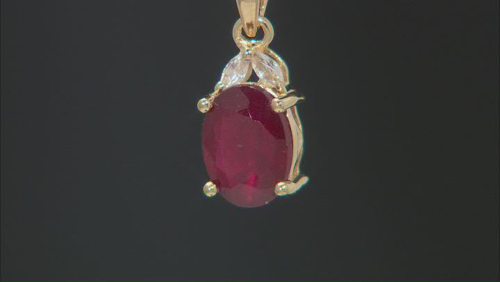 Red Mahaleo(R) Ruby 18K Yellow Gold Over Sterling Silver Pendant With Chain Video Thumbnail