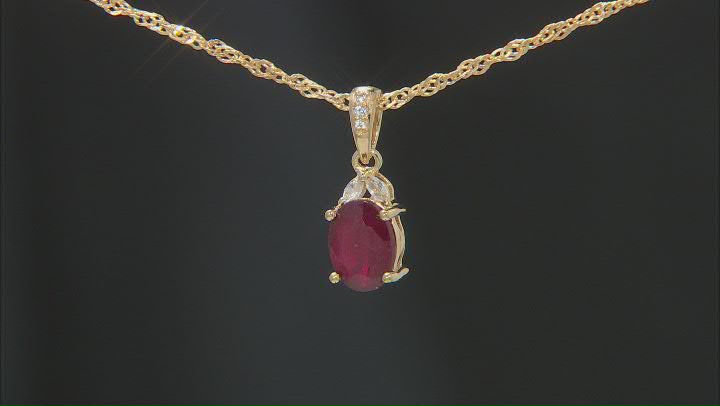 Red Mahaleo(R) Ruby 18K Yellow Gold Over Sterling Silver Pendant With Chain Video Thumbnail