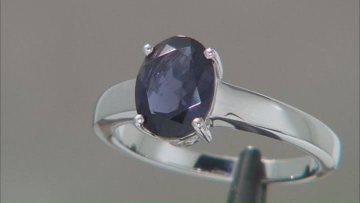 Blue Iolite Rhodium Over Sterling Silver Solitaire Ring 1.21ct Video Thumbnail