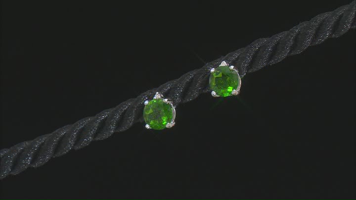 Green Chrome Diopside Rhodium Over Silver Earrings 1.42ctw Video Thumbnail